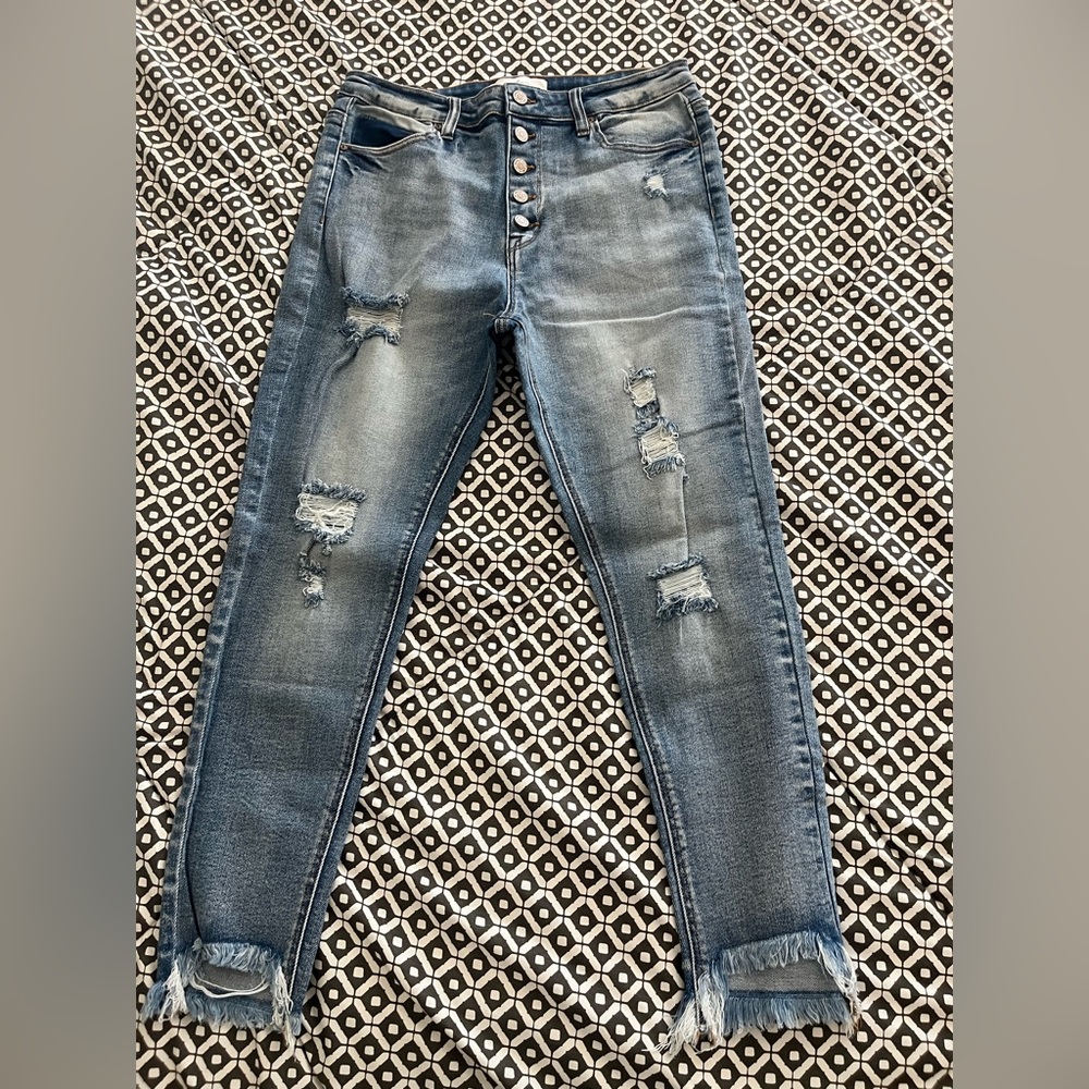 Distressed KanCan  Jeans with Frayed Hem from Vici collection